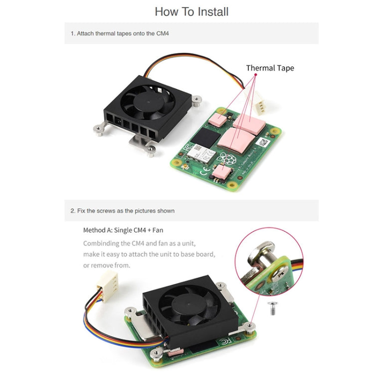 Ventilador de refrigeración Waveshare Dedicated 3007 para Raspberry Pi Compute Module 4 CM4, 5V, 12V