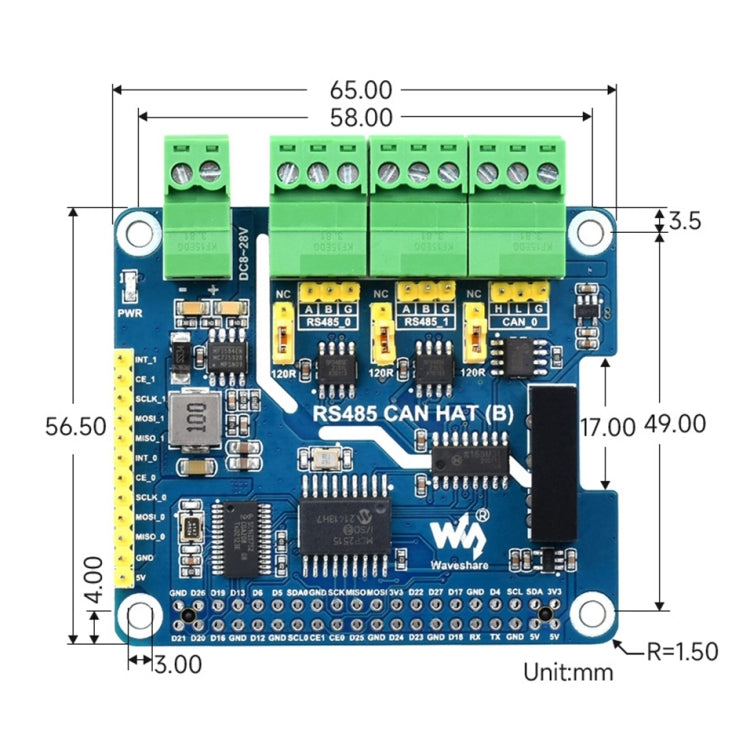 Waveshare RS485 aislado puede sombrero para Raspberry Pi