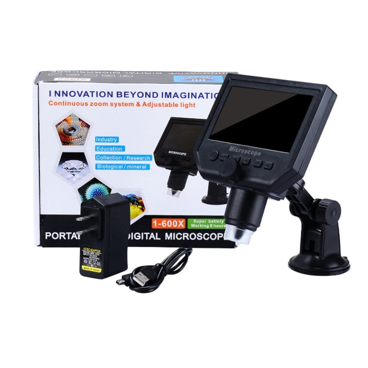 G600 600X 3.6MP 4.3 pulgadas HD LCD Display Microscopio digital portátil, EU Plug, AU Plug, UK Plug
