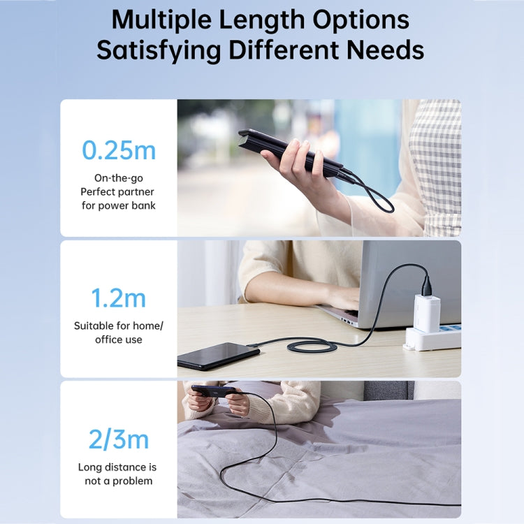 JOYROOM 2.4A USB a 8 pines Surpass Series Cable de datos de carga rápida, 0.25m, 1.2m, 2m, 3m