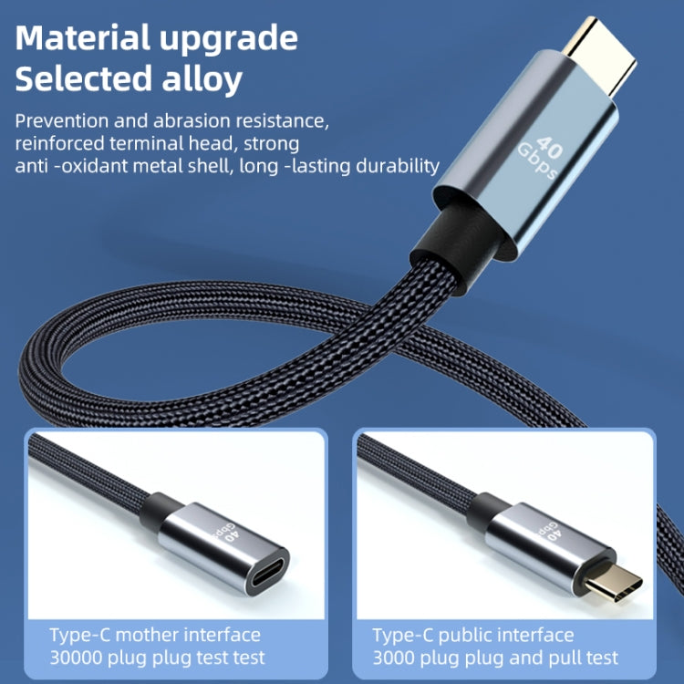 Cable de extensión USB4.0 40Gbps tipo C macho a hembra, 0.3m, 0.5m, 0.8m, 1m