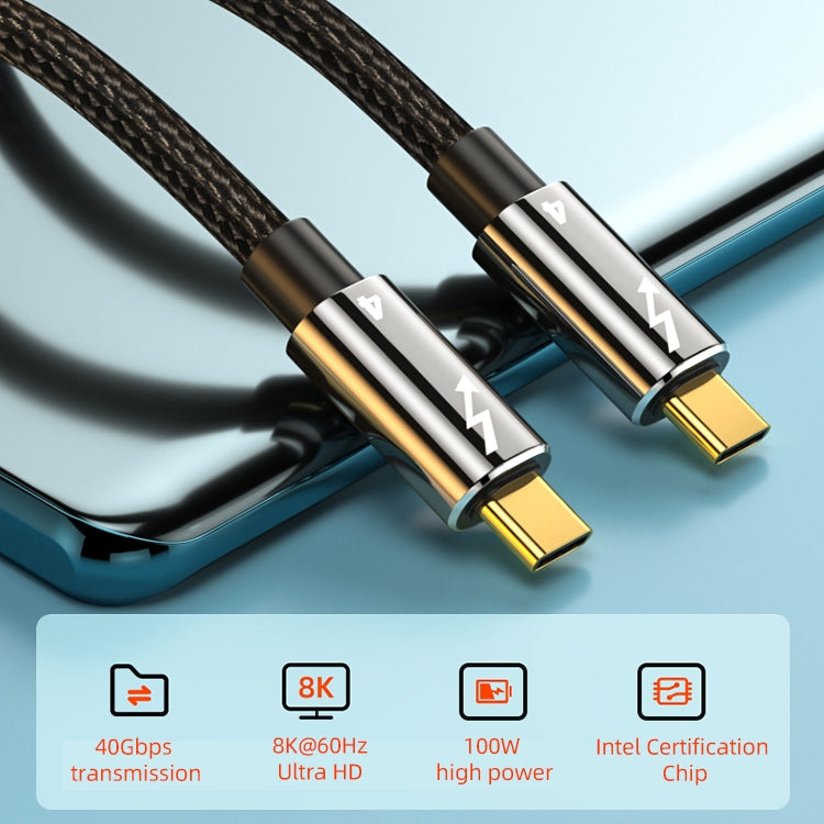 Cable de datos de función completa Thunderbolt 4 de tipo C a tipo C de 100 W, 0.3m, 0.5m, 0.8m, 1m