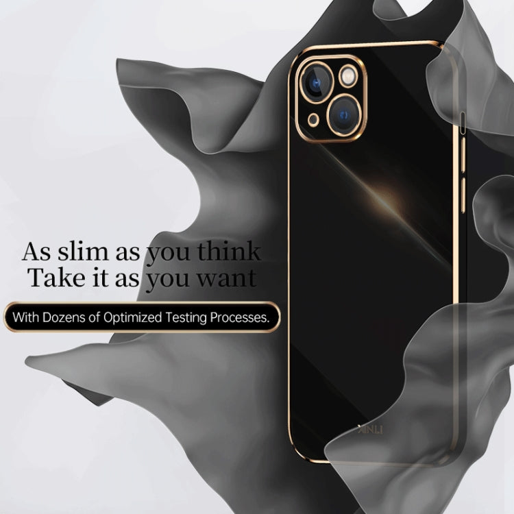 XINLI Straight 6D Plating Gold Edge TPU Estuche a prueba de golpes, For iPhone 14, For iPhone 14 Plus, For iPhone 14 Pro, For iPhone 14 Pro Max, For iPhone 13, For iPhone 13 mini