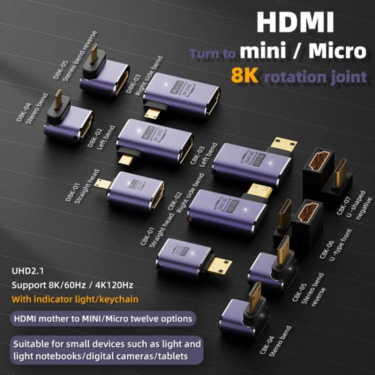 8K HDMI 2.1 a miniadaptador, D8K-01, D8K-02, D8K-03, D8K-04, D8K-05, C8K-01, C8K-02, C8K-03, C8K-04, C8K-05, C8K-06, C8K-07
