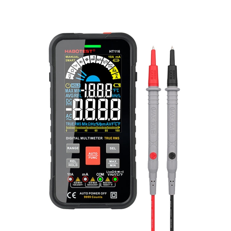 HABOTEST HT116 Multímetro digital automático inteligente de pantalla grande, HT116