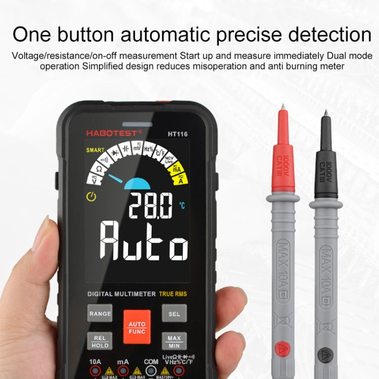 HABOTEST HT116 Multímetro digital automático inteligente de pantalla grande, HT116