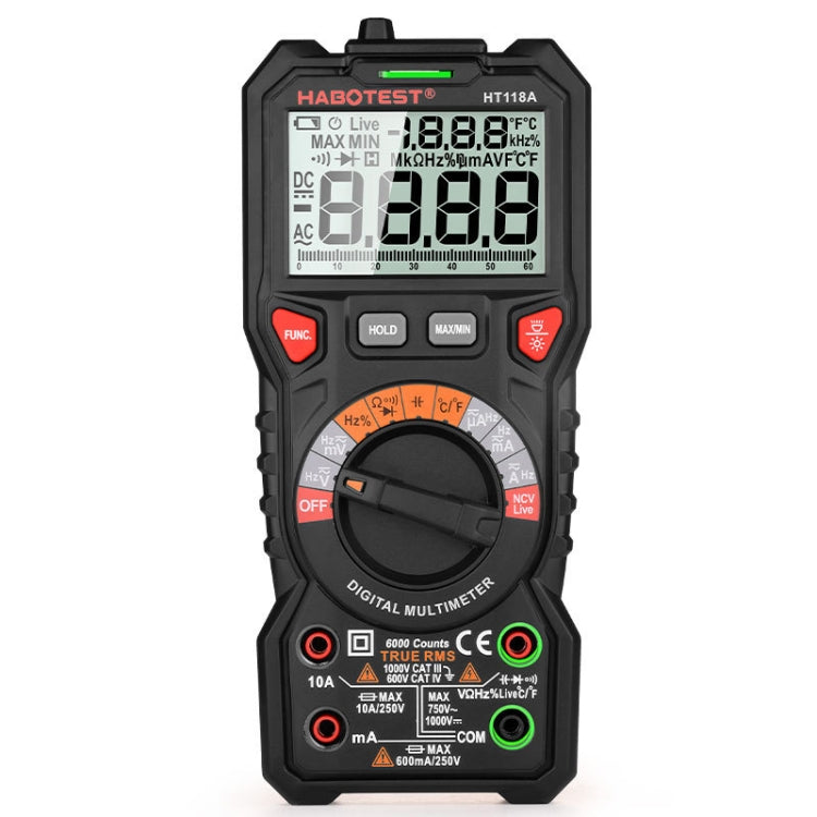 HABOTEST HT118A Multímetro digital automático de alta precisión con doble retroiluminación portátil, HT118A