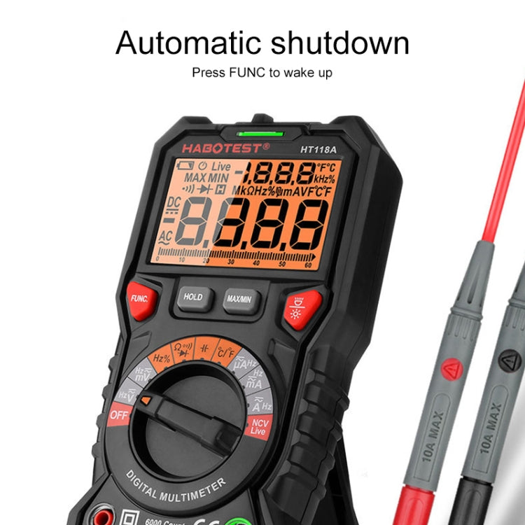 HABOTEST HT118A Multímetro digital automático de alta precisión con doble retroiluminación portátil, HT118A