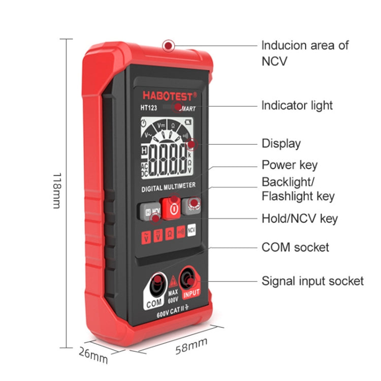 Mini multímetro digital de alta precisión HABOTEST HT123, HT123