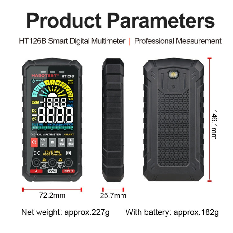 HABOTEST HT126B Mini multímetro digital de alta precisión, HT126B