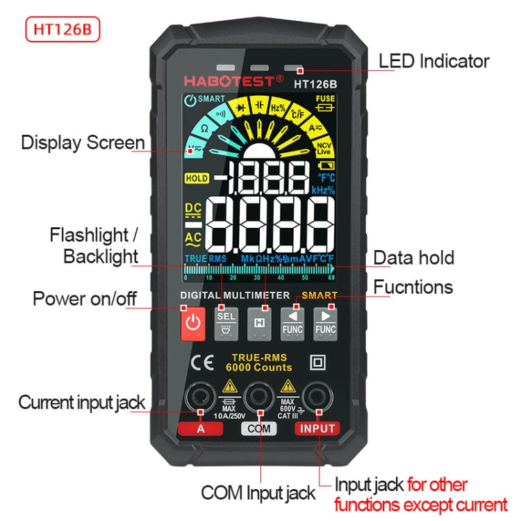 HABOTEST HT126B Mini multímetro digital de alta precisión, HT126B