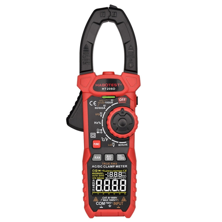 HABOTEST HT208D 1000A Pinza digital Medidor universal multifunción a prueba de quemaduras, HT208D