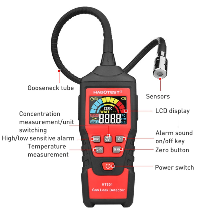 HABOTEST HT601A Detector de gas combustible Modelo de mil baterías, HT601A