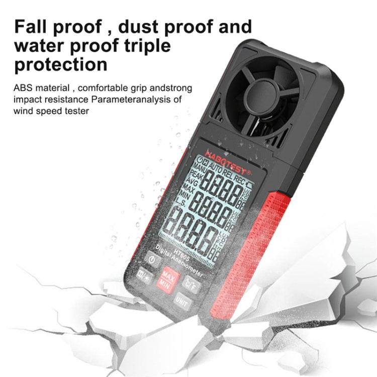 HABOTEST HT605 Probador de velocidad del viento portátil con pantalla digital inteligente, HT605