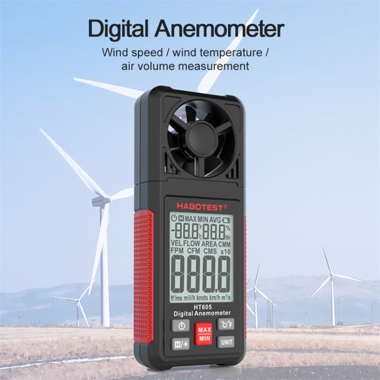 HABOTEST HT605 Probador de velocidad del viento portátil con pantalla digital inteligente, HT605