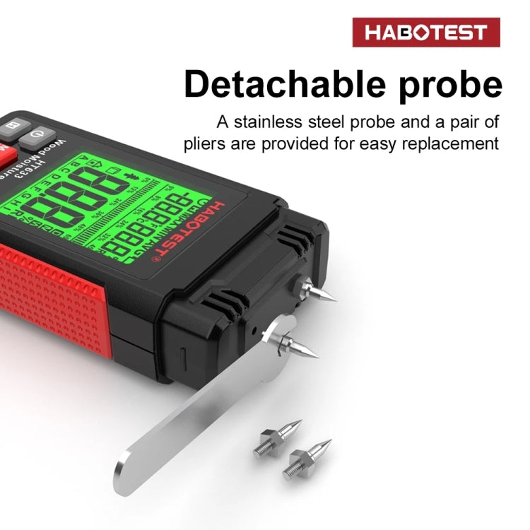 HABOTEST HT633 Detector de humedad de madera con pantalla digital multifuncional portátil, HT633