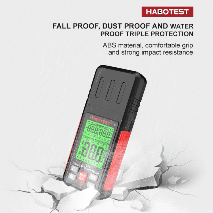 HABOTEST HT633 Detector de humedad de madera con pantalla digital multifuncional portátil, HT633