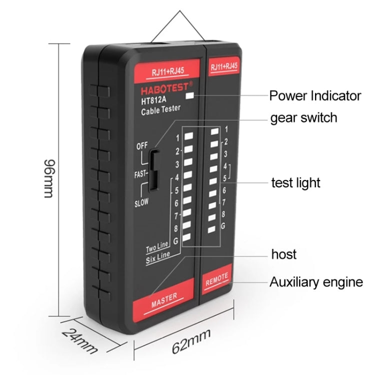 HABOTEST HT812A 2 en 1 Probador de línea de red de línea telefónica, HT812A