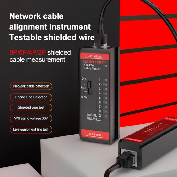 HABOTEST HT812A 2 en 1 Probador de línea de red de línea telefónica, HT812A