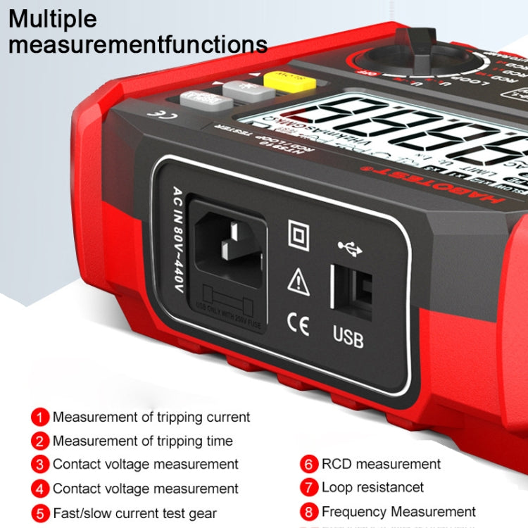 HABOTEST HT5910 Probador de resistencia de bucle y interruptor de fuga, HT5910