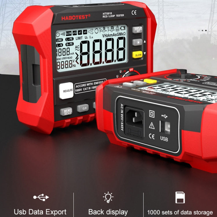 HABOTEST HT5910 Probador de resistencia de bucle y interruptor de fuga, HT5910
