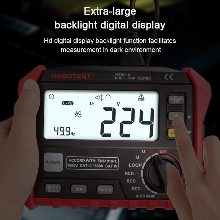 HABOTEST HT5910 Probador de resistencia de bucle y interruptor de fuga, HT5910
