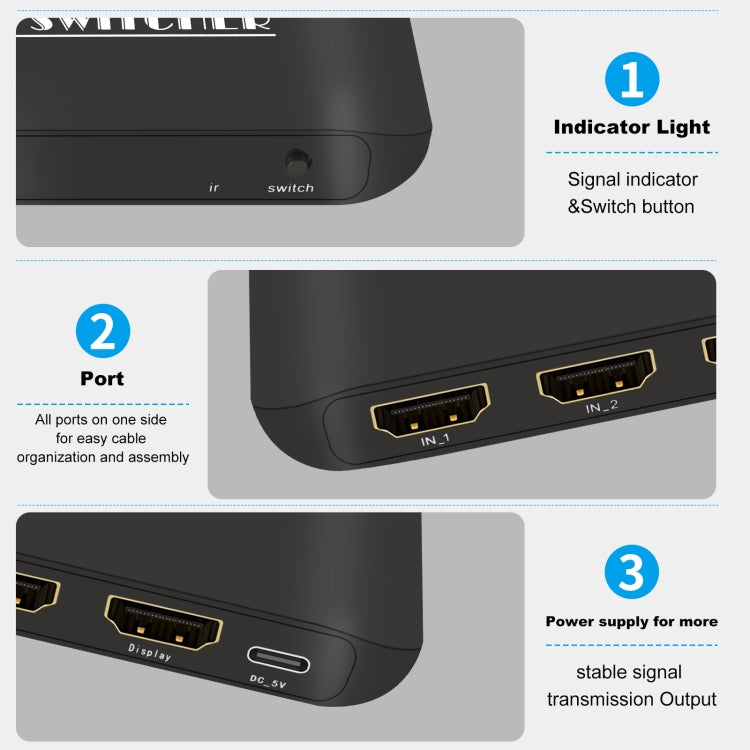 NK-H31 8K 3 en 1 Conmutador HDMI de salida para Xbox PS4 PS5 Roku UHD TV Monitor Proyector, NK-H31