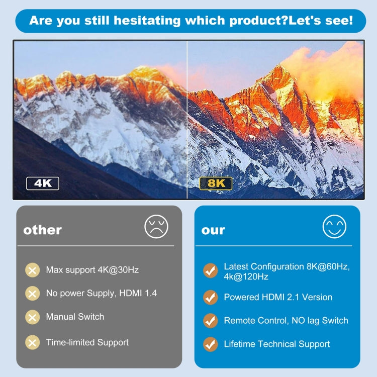 NK-H31 8K 3 en 1 Conmutador HDMI de salida para Xbox PS4 PS5 Roku UHD TV Monitor Proyector, NK-H31