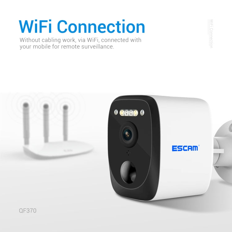 ESCAM QF370 3MP almacenamiento en la nube PT WIFI cámara IP con Panel Solar con alarma PIR compatible con visión nocturna y Audio bidireccional, QF370