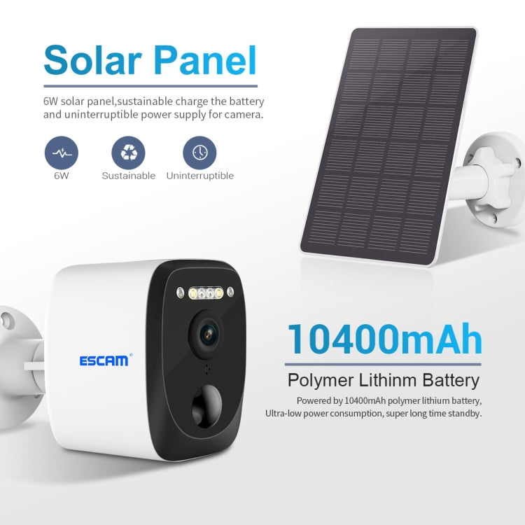 ESCAM QF370 3MP almacenamiento en la nube PT WIFI cámara IP con Panel Solar con alarma PIR compatible con visión nocturna y Audio bidireccional, QF370