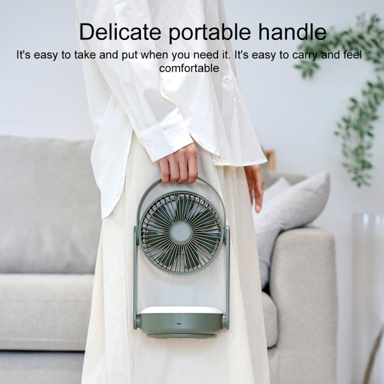 WT-F62 Ventilador de refrigeración por aire de carga USB portátil para exteriores con lámpara de noche LED