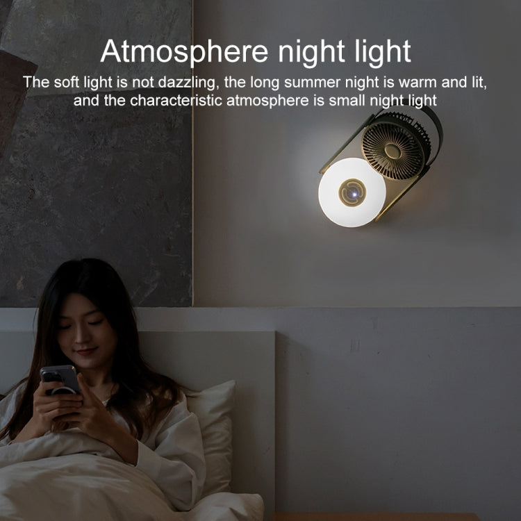 WT-F62 Ventilador de refrigeración por aire de carga USB portátil para exteriores con lámpara de noche LED
