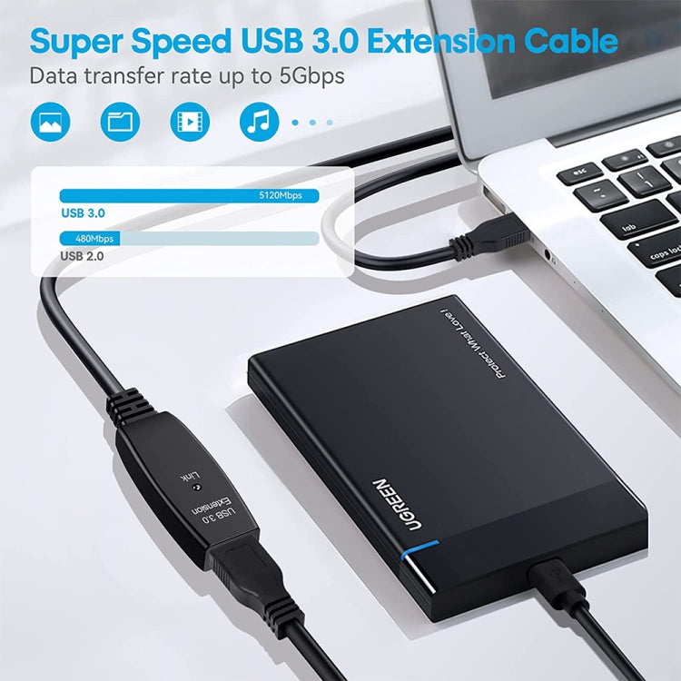 Cable de extensión de súper velocidad de sincronización de datos USB 3.0 macho a hembra, longitud: 5 m, 5m