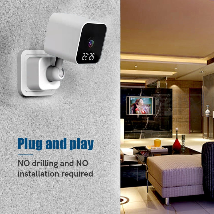 DP27 1080P Clock Plug Card Cámara WiFi, compatible con intercomunicador de voz bidireccional y monitoreo móvil, US Plug, EU Plug