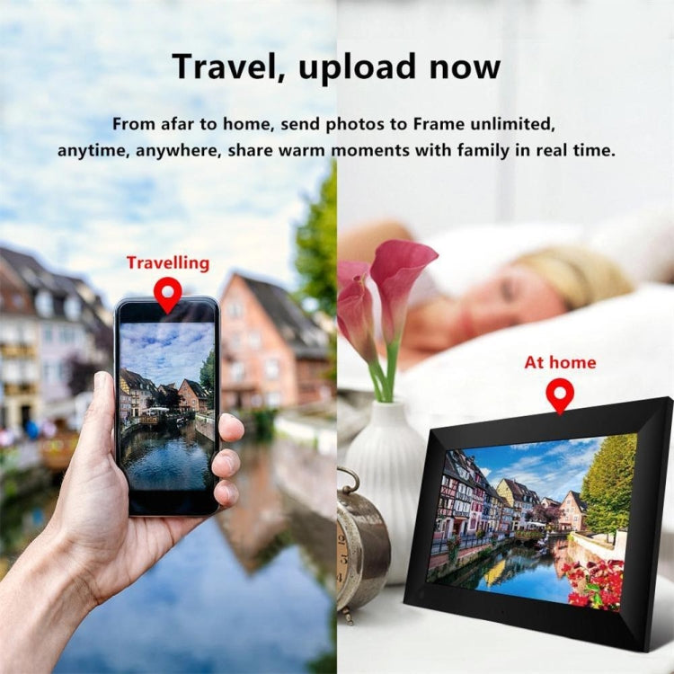 Marco de fotos en la nube WiFi con pantalla IPS de 10,1 pulgadas, RK3126C Quad Core hasta 1,5 GHz, 1 GB + 16 GB, AU Plug, US Plug, EU Plug, UK Plug