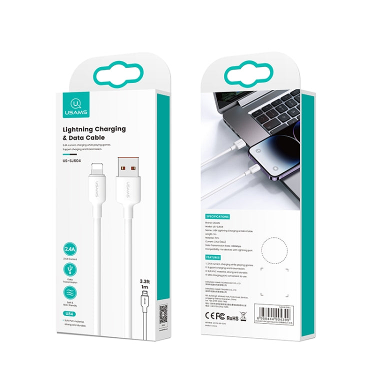 USAMS US-SJ604 U84 2.4A USB a cable de datos de carga de 8 pines, 8 Pin 1m, 8 Pin 2m, 8 Pin 3m