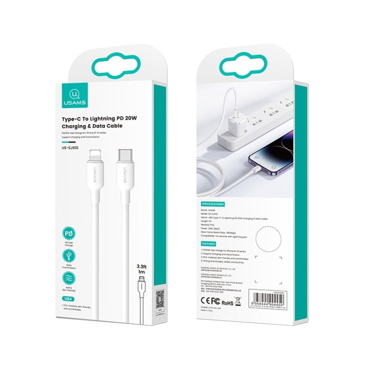 USAMS US-SJ610 U84 PD20W USB-C / Type-C a cable de datos de carga de 8 pines, PD20W 8 Pin 1m, PD20W 8 Pin 2m, PD20W 8 Pin 3m