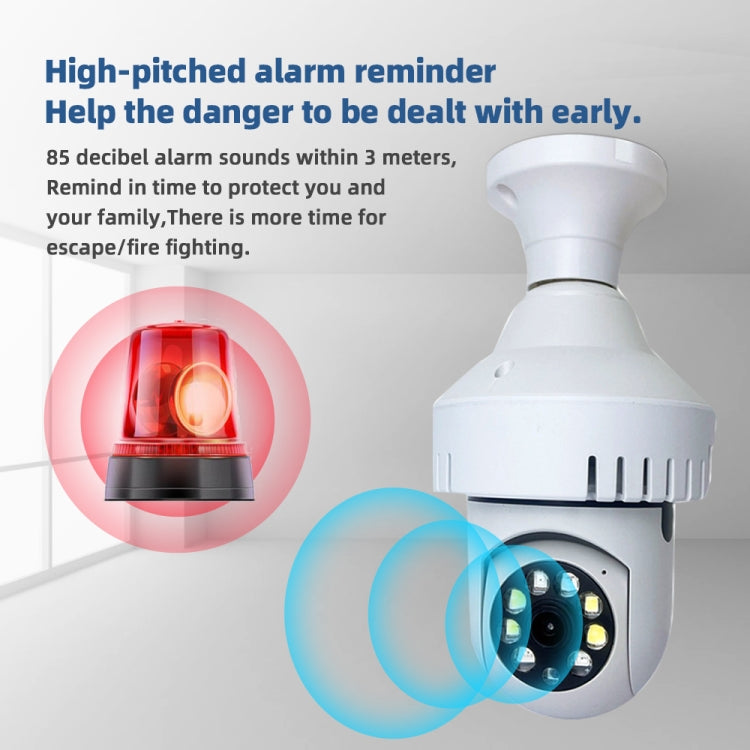 Cámara WiFi con bombilla de alarma de humo DP36 1080P, compatible con visión nocturna por infrarrojos/detección de movimiento/voz bidireccional, DP36