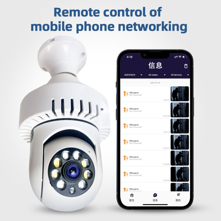 Cámara WiFi con bombilla de alarma de humo DP36 1080P, compatible con visión nocturna por infrarrojos/detección de movimiento/voz bidireccional, DP36