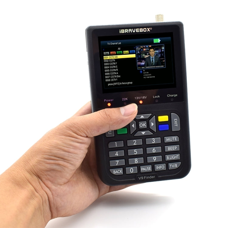 iBRAVEBOX V9 Finder Medidor de buscador de señal de satélite digital, EU Plug, AU Plug, UK Plug