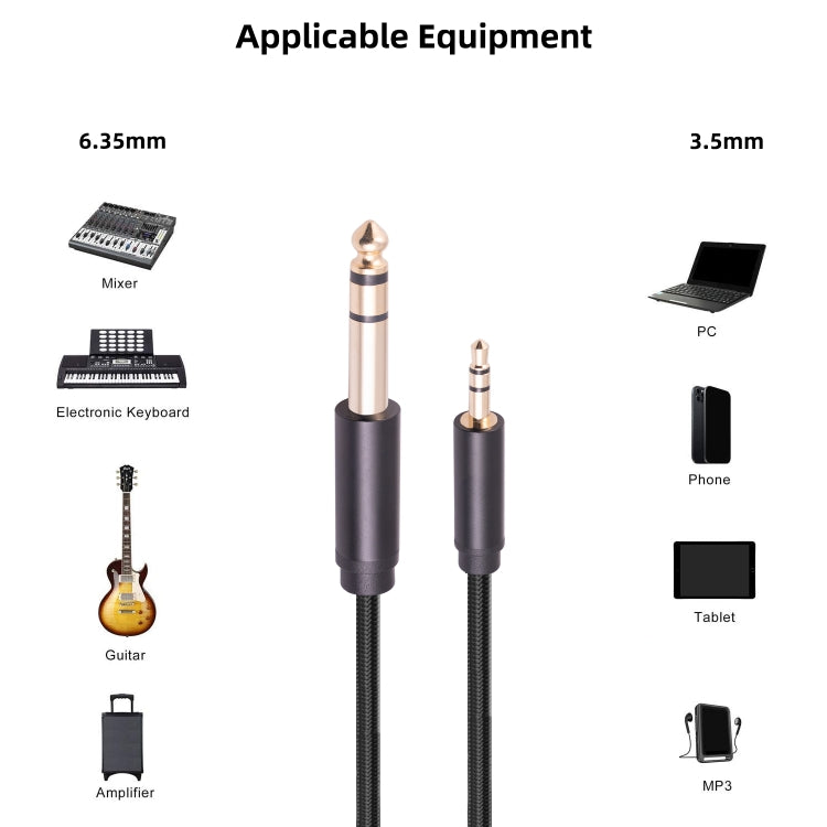 3662BK Cable de audio estéreo macho de 3,5 mm a macho de 6,35 mm, 1m, 2m, 3m