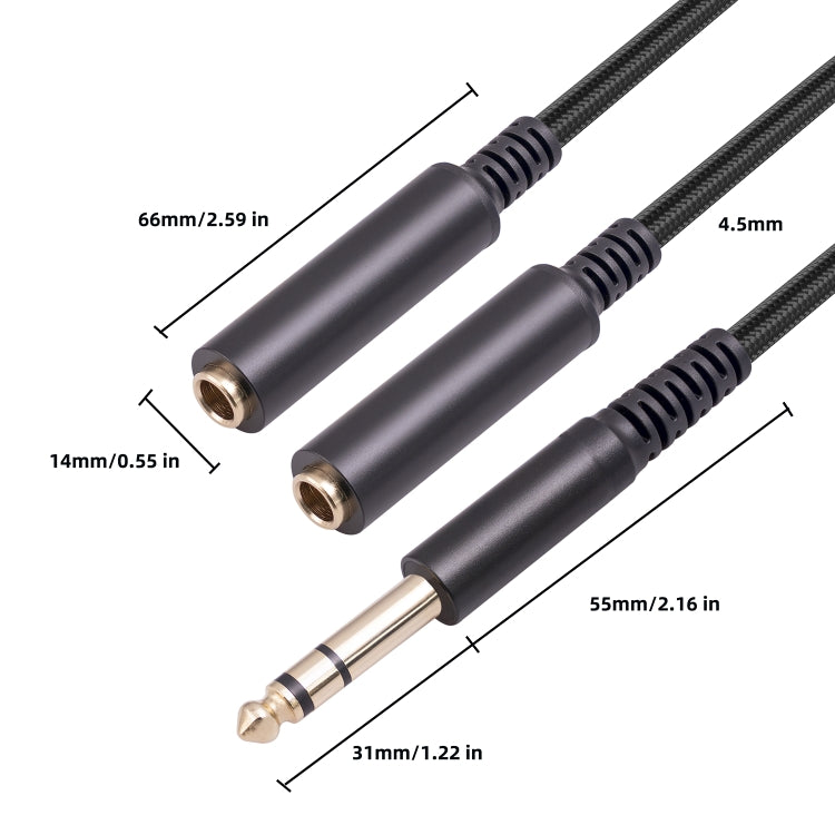 3718 Cable de audio estéreo TRS 1/4 macho a hembra dual de 6,35 mm, longitud: 30 cm, 6.35mm M to 2 x F 30cm