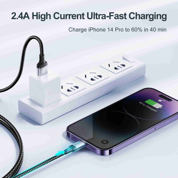 JOYROOM S-UL012A10 Serie extraordinaria 2.4A USB-A a cable de datos de carga rápida de 8 pines, 20W 8 Pin, 1.2m, 20W 8 Pin, 2m, 20W 8 Pin, 3m