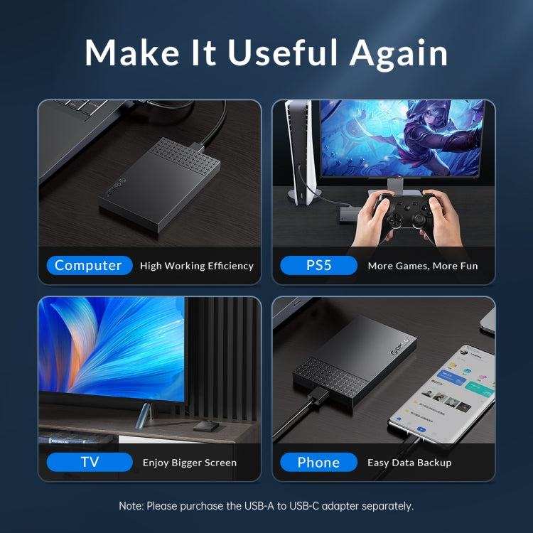 ORICO ORICO-2526U3-V1 Caja de almacenamiento externo para disco duro USB 3.0 Micro-B de 2,5 pulgadas, Micro-B