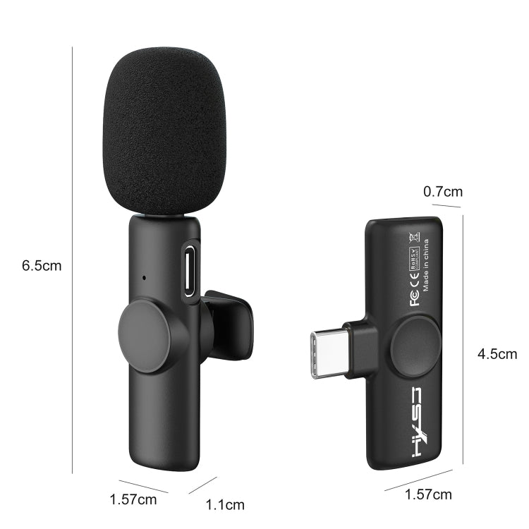 HXSJ F18 2.4G USB-C/Type-C Micrófono inalámbrico Lavalier con reducción de ruido, USB-C/Type-C