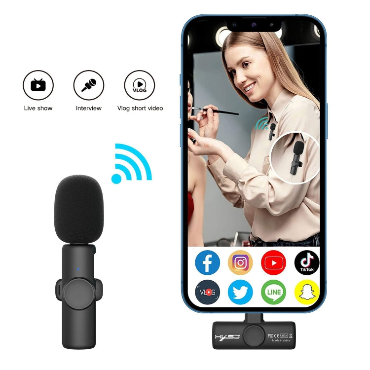 HXSJ F18 2.4G USB-C/Type-C Micrófono inalámbrico Lavalier con reducción de ruido, USB-C/Type-C