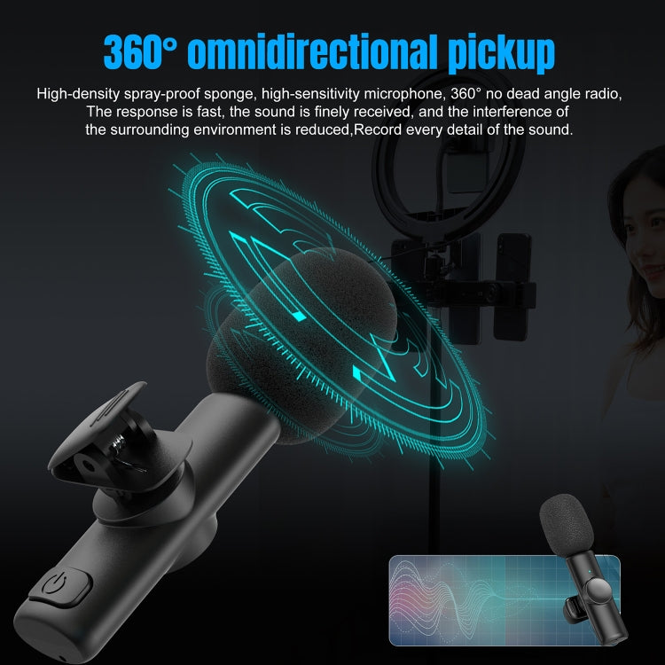 HXSJ F18 2.4G USB-C/Type-C Micrófono inalámbrico Lavalier con reducción de ruido, USB-C/Type-C
