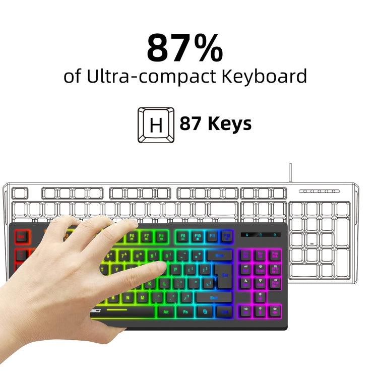 HXSJ L100 87 Teclas RGB Película retroiluminada 2.4G Teclado inalámbrico