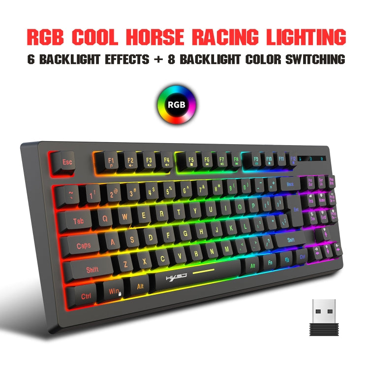 HXSJ L100 87 Teclas RGB Película retroiluminada 2.4G Teclado inalámbrico