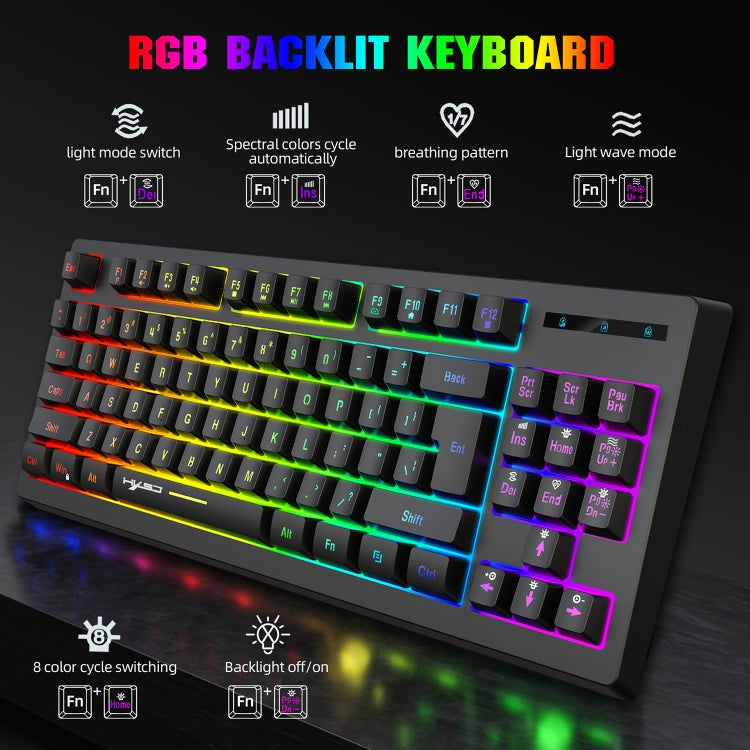 HXSJ L100 87 Teclas RGB Película retroiluminada 2.4G Teclado inalámbrico
